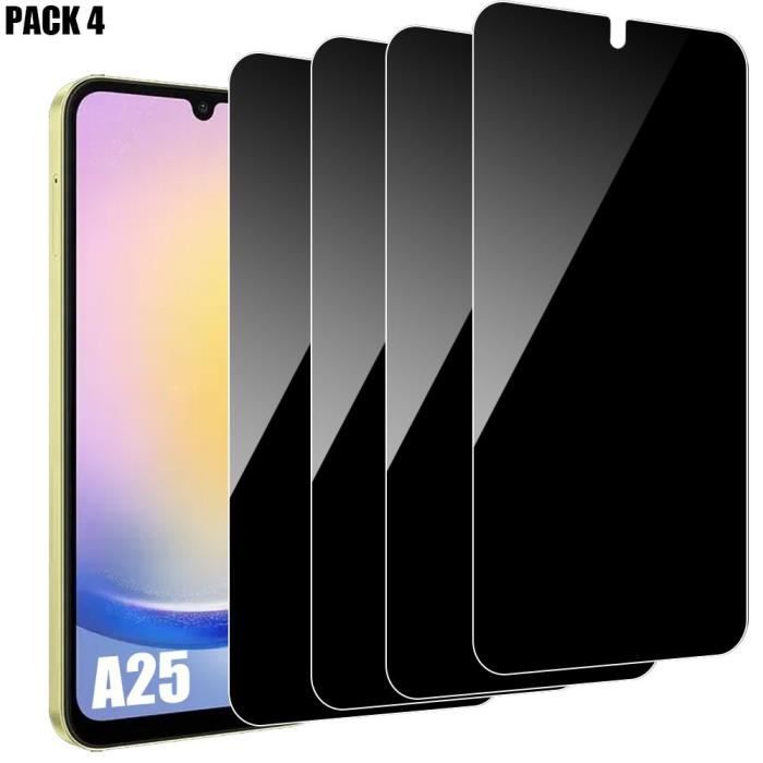 Protecteur d'écran en verre trempé anti-espion pour Samsung Galaxy A25 5G - Lot de 4