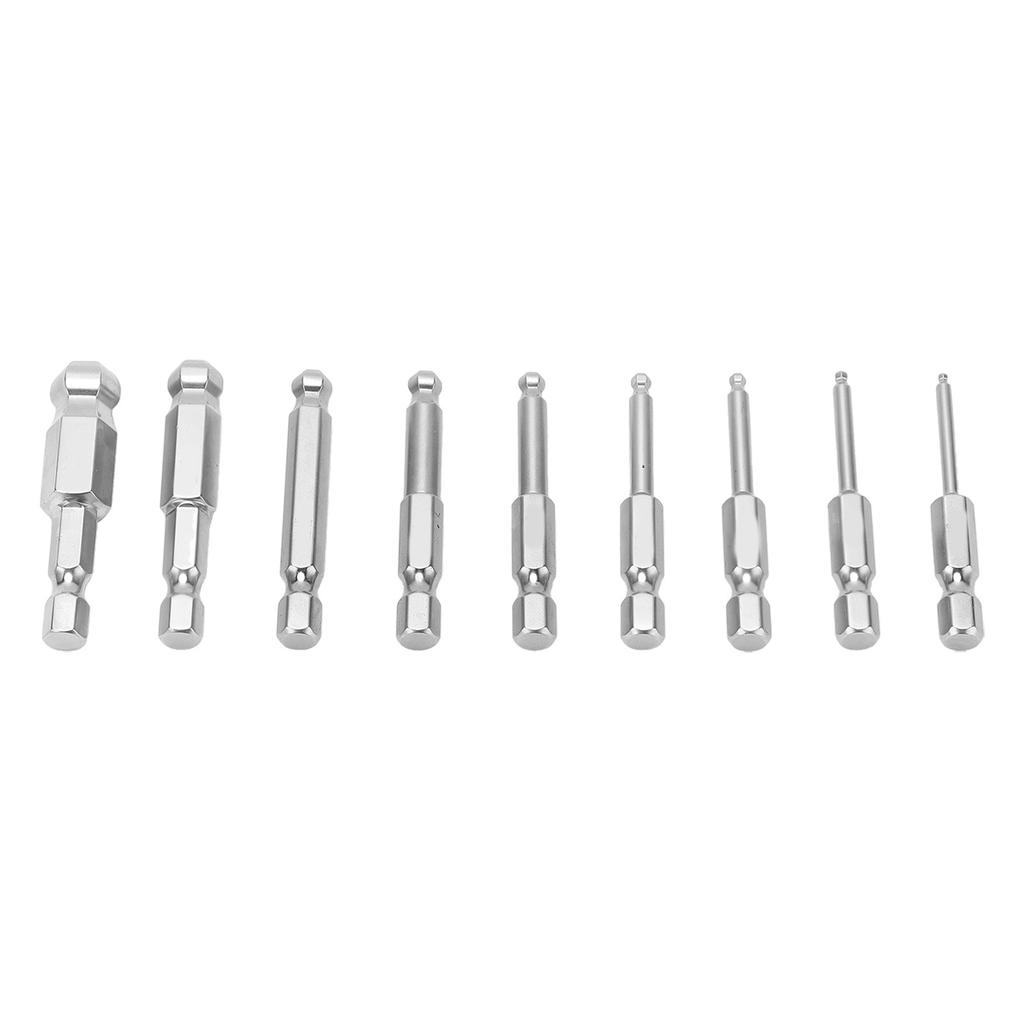 9pcs Hex Screwdriver Bit Set Rustproof S2 Steel Magnetic Ball Head Hex Bits 1 4 Inch Hex Shank50mm