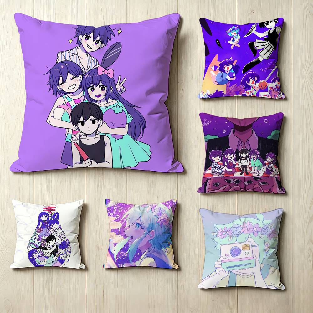 P-Psychological horror game O-Omori Square Double-Sided printed Pillow Case Bedroom Bedside Pillow Sofa Cushion Cover