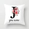 Personalized Name Flower Letter Pillow Case Alphabet Print White Square Pillow Case Dust Cover Bedroom Party Decoration