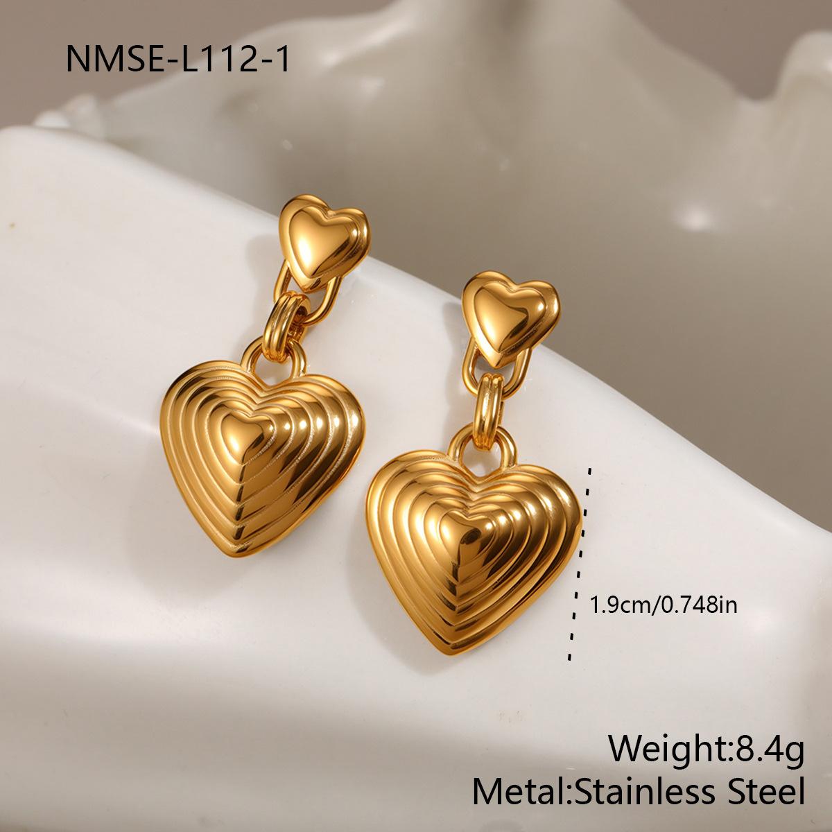 GEMCHIC Women s Heart Shaped Drop Earrings 18K Gold Plated Stainless Steel Dangle Studs for Wedding Party