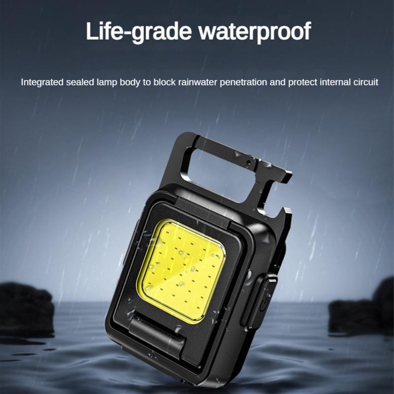 Mini Camping Keychain Light Pocket Multifunctional Clip Flashlight USB Rechargeable Outdoor LED Portable Bright Work COB Lantern
