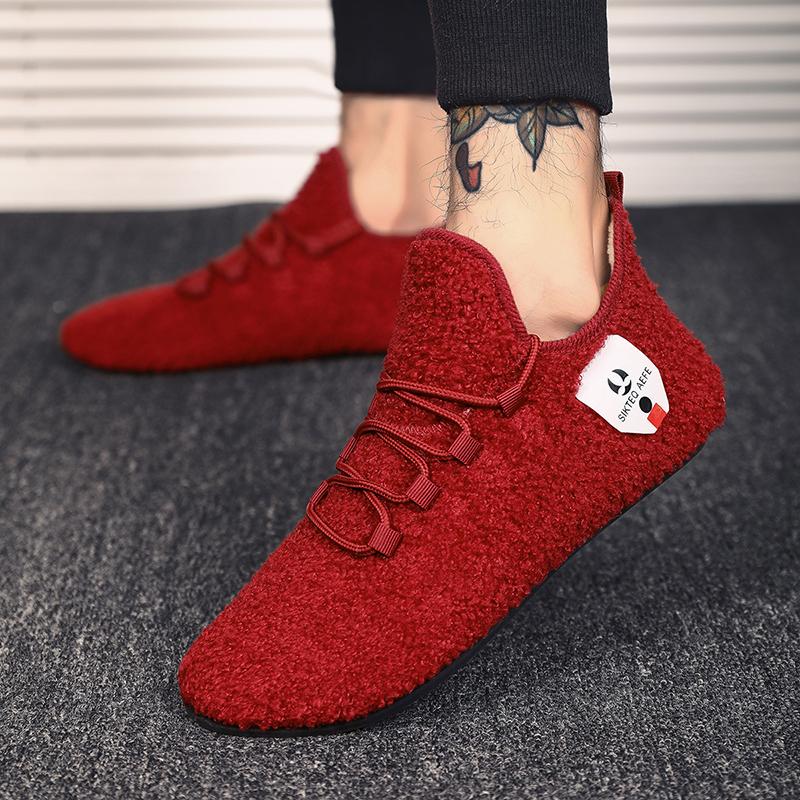 MAEDEF Winter Shoes Men's Warm Lace Up Lightweight Winter Casual Shoes Men Indoor Plush Bedroom House Cotton Shoe Men Warm Shoes