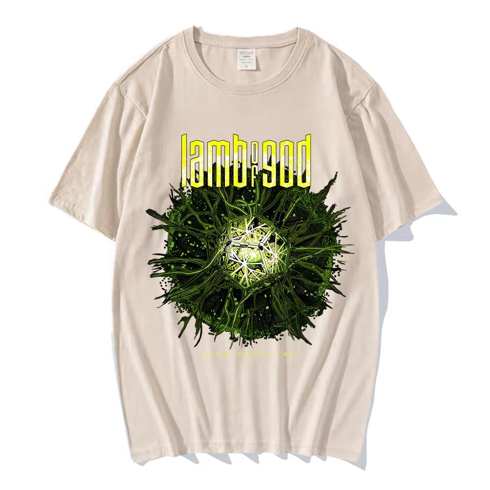 LAMB OF GOD Maglietta Unisex Burst 2026 Girocollo Unisex 100% Cotone Manica Corta Y2k Oversize Moda Maglietta Popolare
