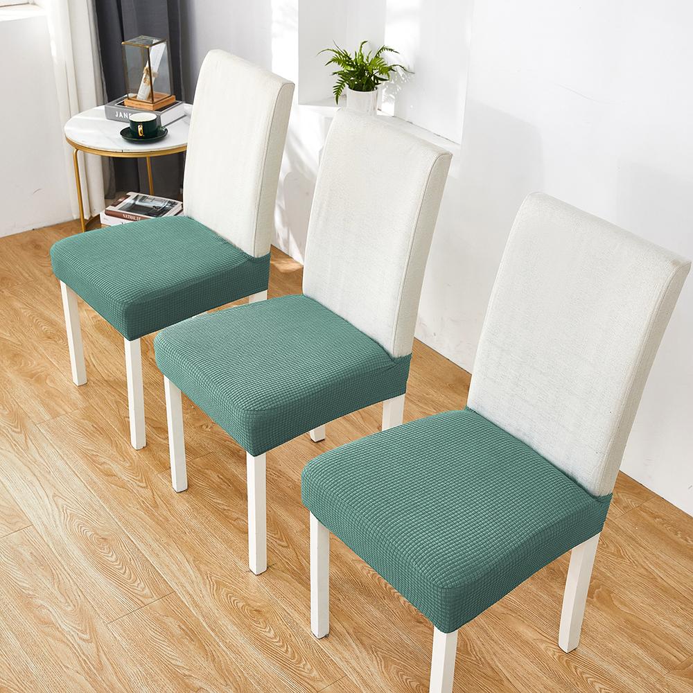 Waterproof Solid Dining Room Chair Cover Jacquard Elastic Chair Seat Covers For Hotel Banquet Kitchen Wedding Home Anti -Dirt