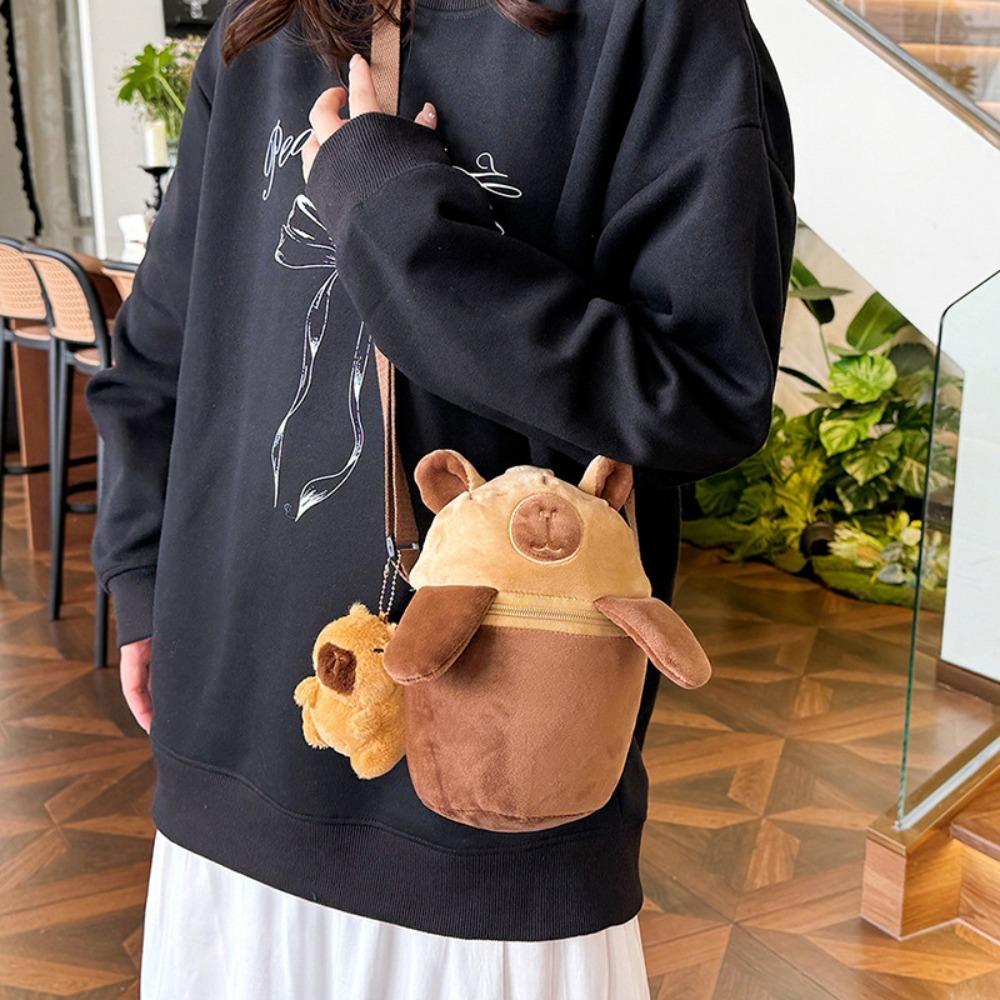 

PP Cotton Capybara Crossbody Bag Large Capacity Cartoon Animal Pouch Panda Shoulder Bag Friends белый