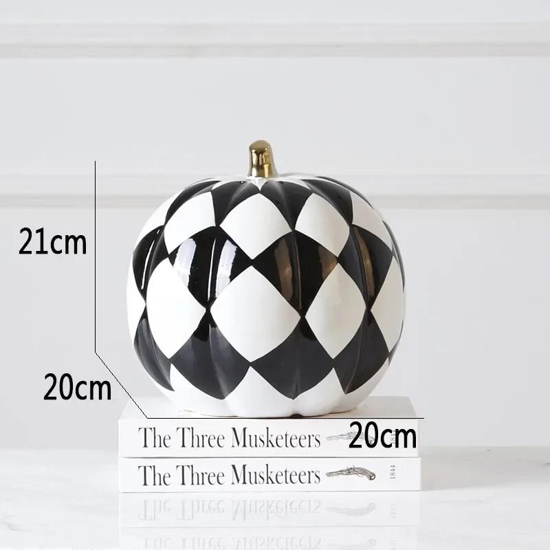 Black White Pumpkin Resin Statuette Ornaments Office Study Desktop Decor Modern Crafts Statue European Room Aesthetic Decor