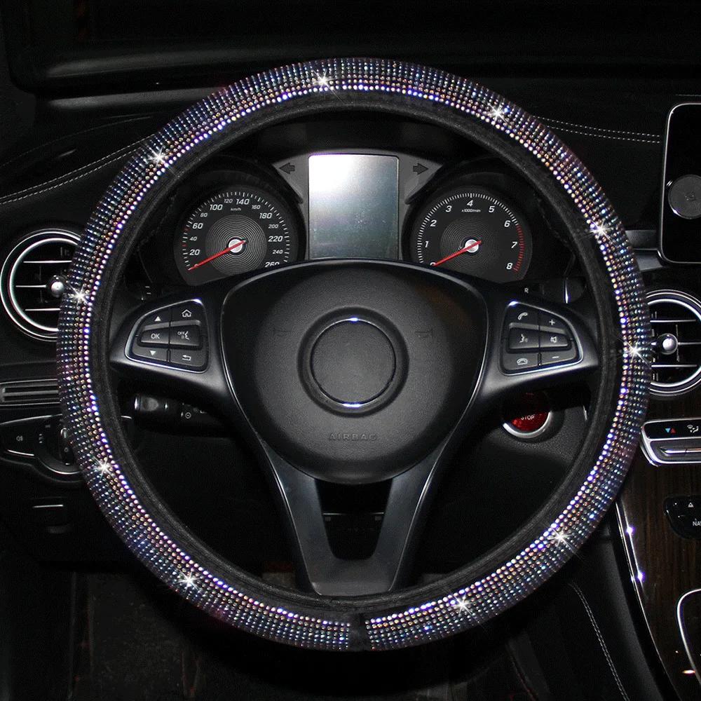 Coprivolante per auto con strass con protezione per volante Suv per auto scintillante in cristallo di diamante adatto per veicoli da 14,5-15 pollici
