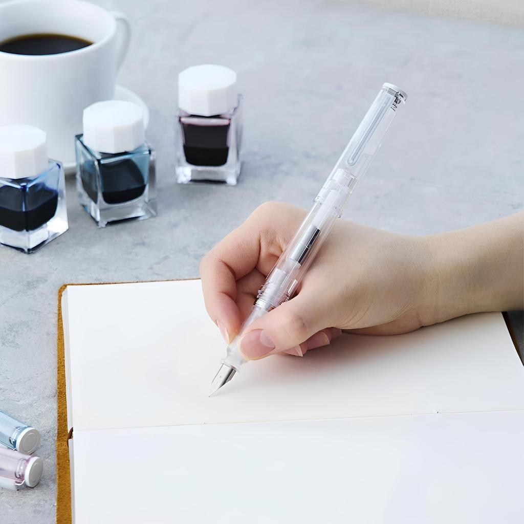 Sailor Fountain Pen TUZU ADJUST Glassy Medium Nib 12-0561 Self-Packaging (Crystal White, M)