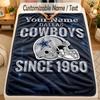 Flannel BlanketDallas Cowboys Custom Name Text Personalized Soft Warm Throw Blanket Home Decor Gift