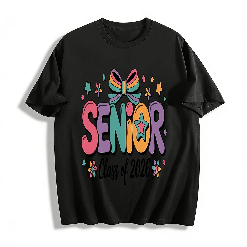 

Class of 2026 Senior Graduation Printed Casual Short Sleeve Tee Pure cotton T-shirt 6XL