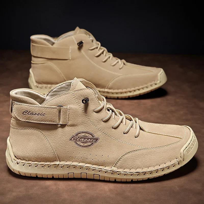 New Men's Boots PU Leather Men Ankle Boots Work Boots Outdoor Casual Sneakers Handmade Men's Luxury Boots Leather Designer Boots