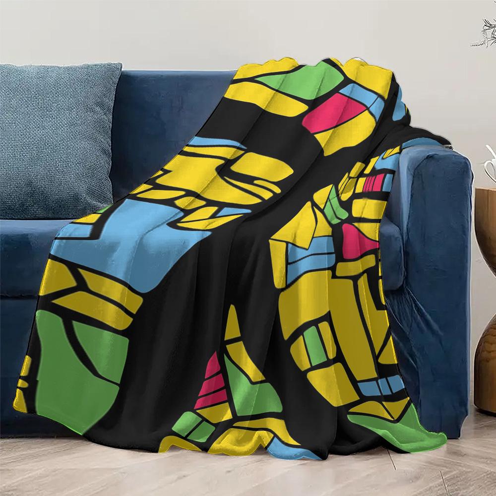 Colorful Abstract Mosaic Geometric Pattern Throw Blanket Sofa Bed Cover for Kids Teens Adults