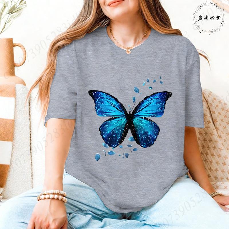 Fashion Butterflies Autism Awareness T-Shirt Women Clothing Summer Breathable Tops Short Sleeve Soft Comfortable Tee Shirt