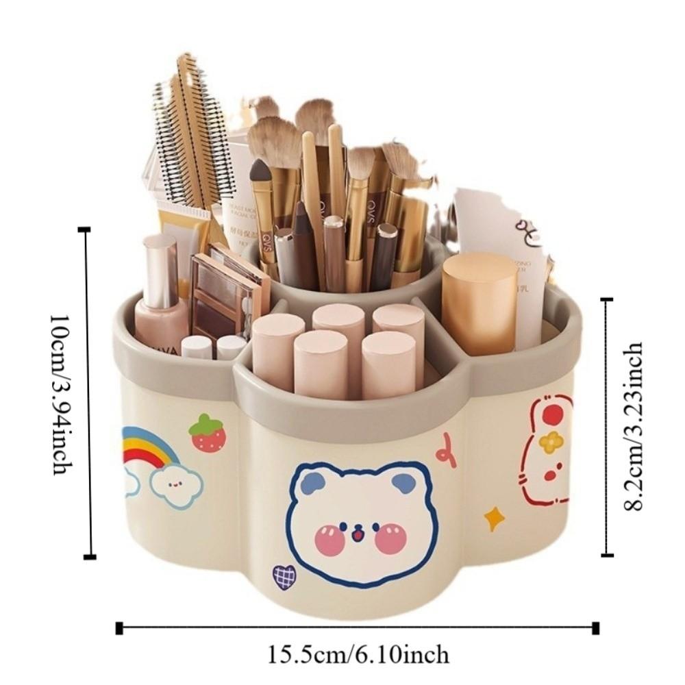 Large Capacity Rotating Storage Box Plastic Rotating Makeup Brush Cylinder  Desktop