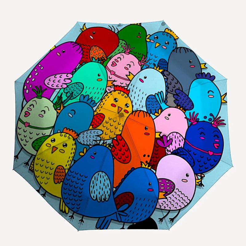 

1pc Colorful Birds Automatic Open/Close Umbrella with Folding feature Compact Travel Umbrella, Lightweight design, for Commuting, Business048