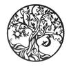 Tree of Life Wall Art 11.8in Round Decorative Metal Wall Plaque for Living Room Bedroom Indoor Outdoor Black
