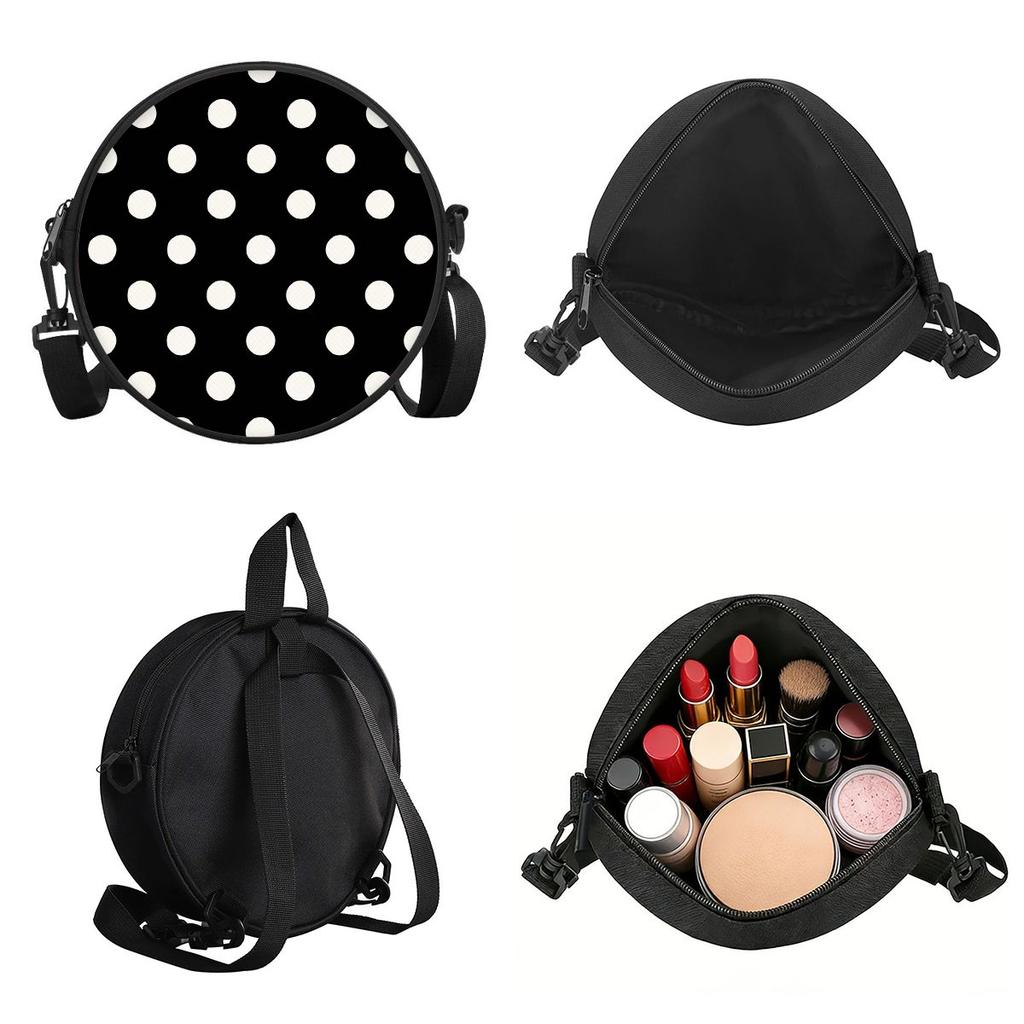 Dot Print Round Shoulder Bag Casual Messenger Bag for Woman Best Gifts 2D Flat Casual Daily Crossbody Bag
