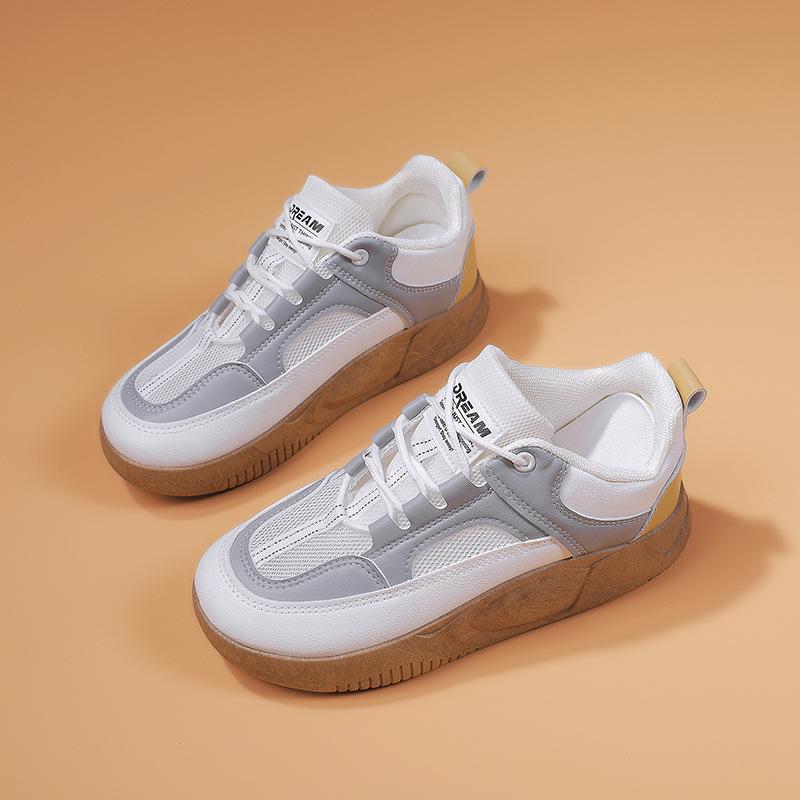 

2025 spring and autumn new little white shoes women s platform muffin shoes female students versatile breathable board shoes student shoes 41 сірий колір