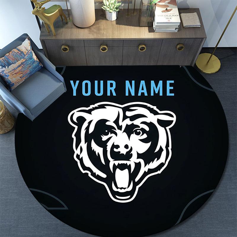 Custom Name,Chicago Bears pattern round rug,Carpet Rug for Living Room Bedroom Playroom ,Non-slip Floor Mat,Holiday Gifts and Birthday Gifts.