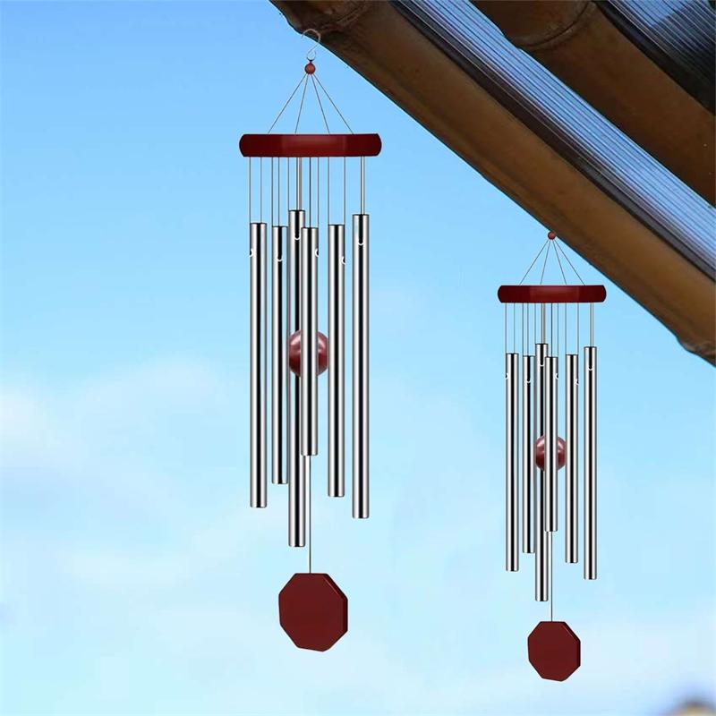 Chinese Style Metal Wind Chime 6 Tube DIY Hanging Ornament With Bell For Home Balcony Decor Elegant Decoration For Hotel