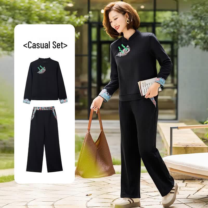 Elegant Chinese Style Two-Piece Outfit for Women 5XL
