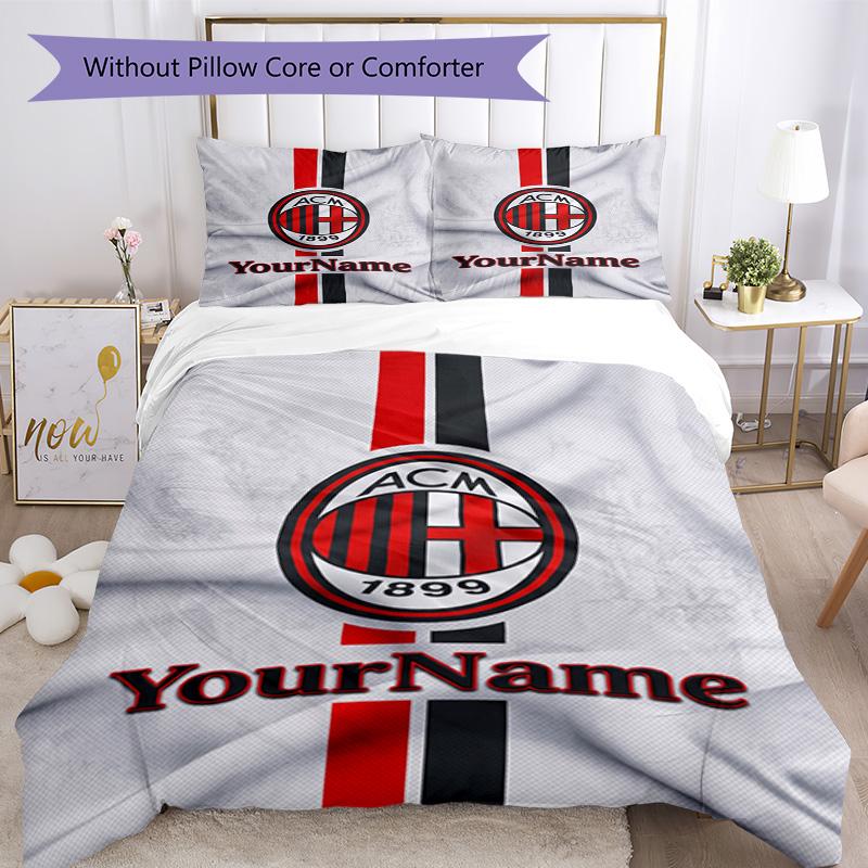 Ac Milan Personalizza il tuo nome Set Biancheria da Letto Copripiumino Traspirante con Federe Decorazione per la Casa Regalo di Compleanno