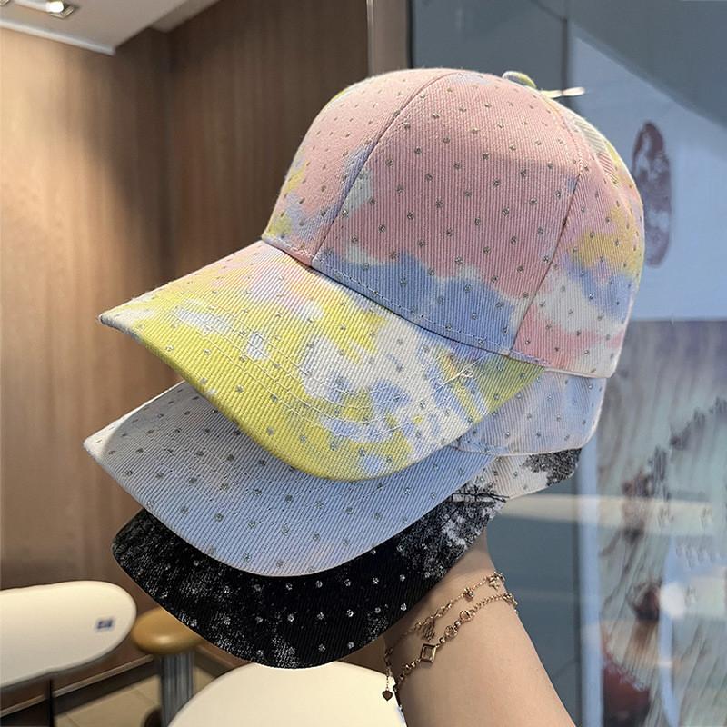 Cotton Baseball Cap With Tiedye Pattern And Sun Protection For Casual Summer Wear