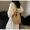 Nowa ażurowa torba tote ze słomy Damska w stylu wakacyjnym nadmorskim Casualowa torba na ramię Plażowa torba o dużej pojemności Tkana ze słomy torba tote