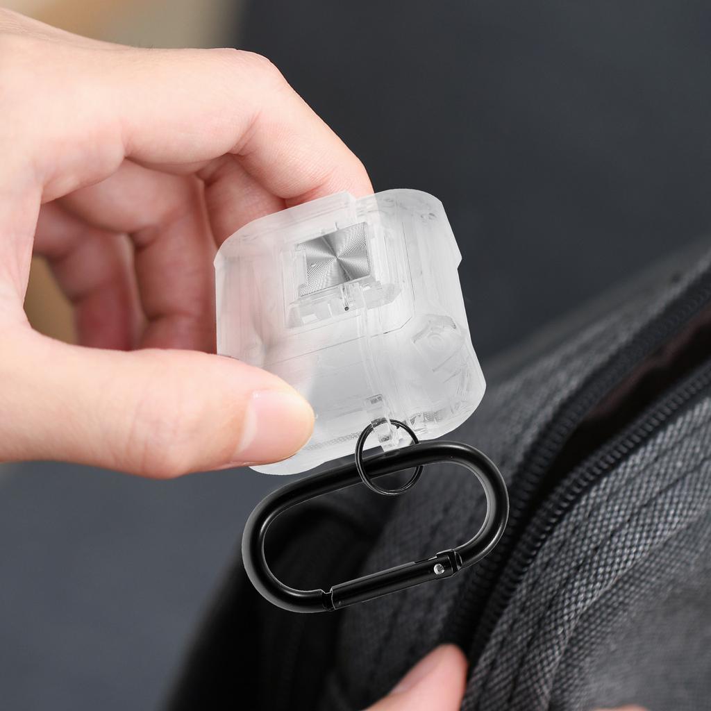 Kopfhörer Schutzhülle Pro2 Ladeabdeckung TPU Transparent Weiche Schale Sturzfest Ohrhörer Hülle mit Karabiner Wireless