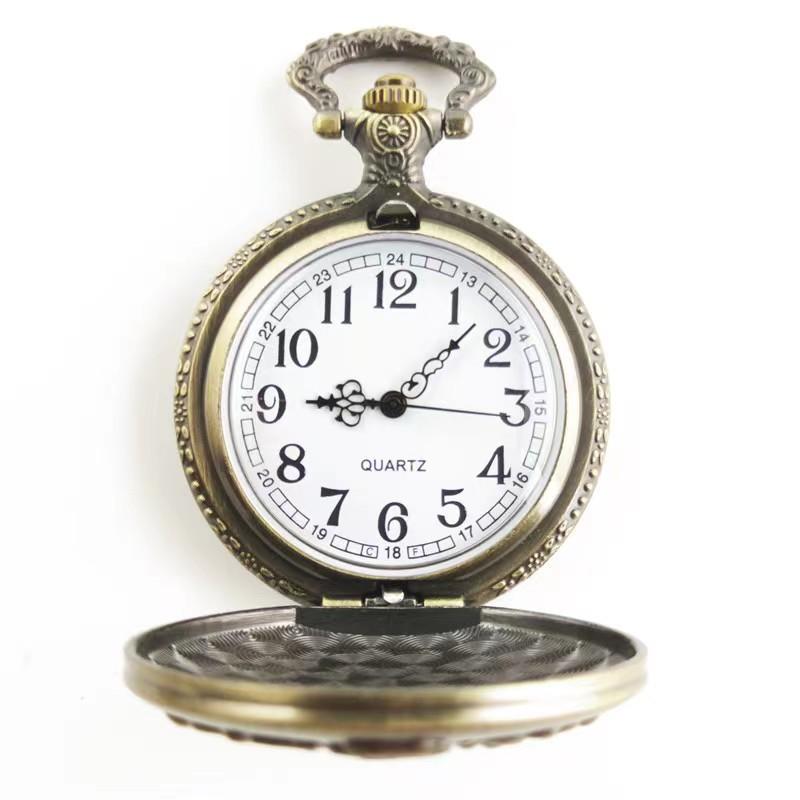 Vintage Bronze Late Sleeping Man Necklace Quartz Pocket Watch Clock Chain Men Women