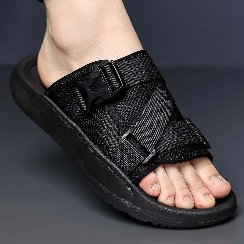 Fashion Comfortable Beach Summer Slippers Minimalist and Trendy Design Styles Street Walking Outdoor Breathable Shoes Black and White