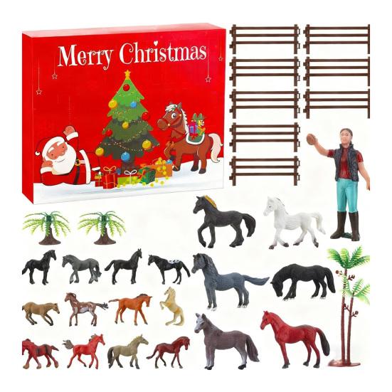 Christmas Advent Calendar 2025 24-Day Countdown Holiday Decoration Horse Farm Animal Play Ornament Set