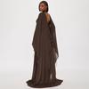European & American Women's Backless Long Sleeve Pullover Dress with Mesh Shawl - Slimming Two-Piece Set