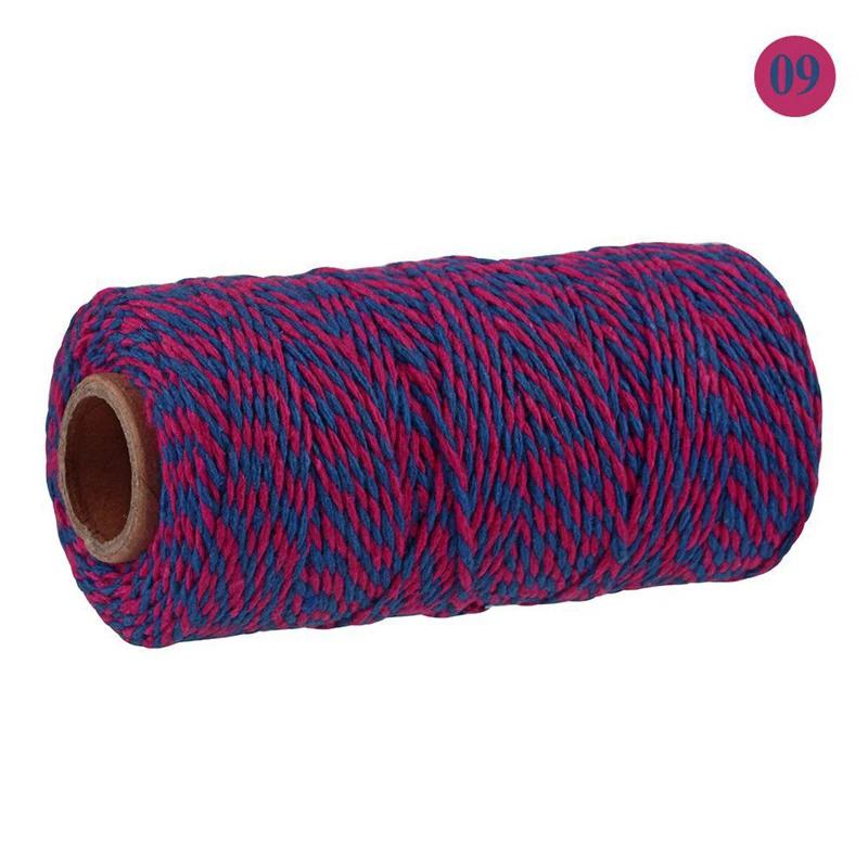 100Meter/Roll Two Colors Cotton Cord Baker Twine Colorful Cotton Crafts Twine Macrame Cord String Bandage Label Rope