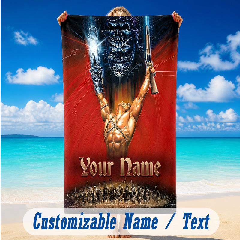 Beach Towel Custom Name Text, Quick Dry Large Towel For Beach HomeEvil Dead Ash Williams