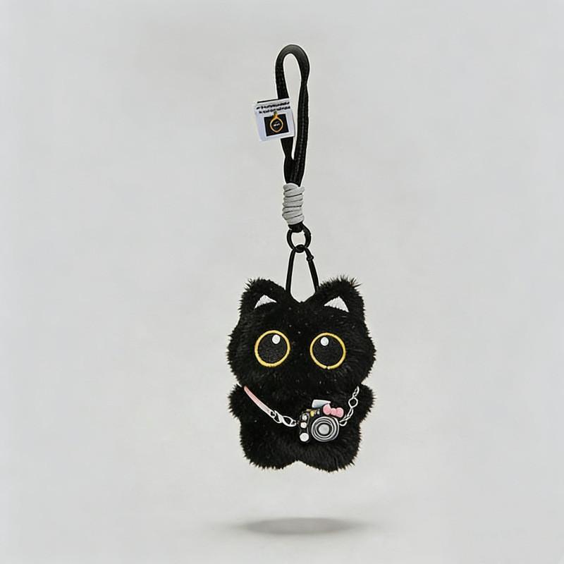 Portachiavi Peluche Gatto Nero Giocattolo Per Bambini E Adolescenti Regalo Carino Accessorio Animale