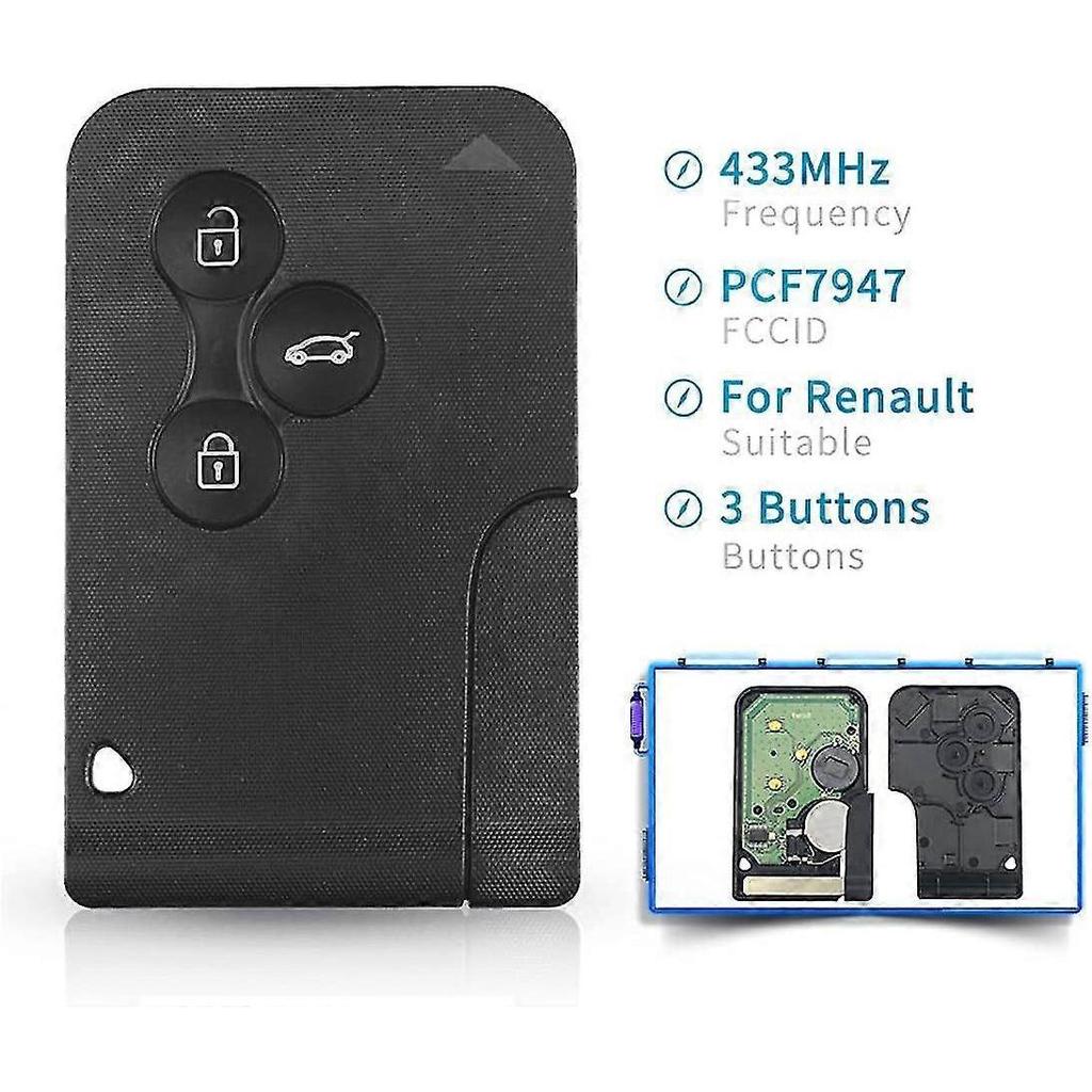Tasten Fernbedienung Schlüsselanhänger Schlüsselkarte Hülle Für Re-nault Clio 3 Megane 2 Scenic 2 Mit 433 MHz Pcf7947 Chip - DD