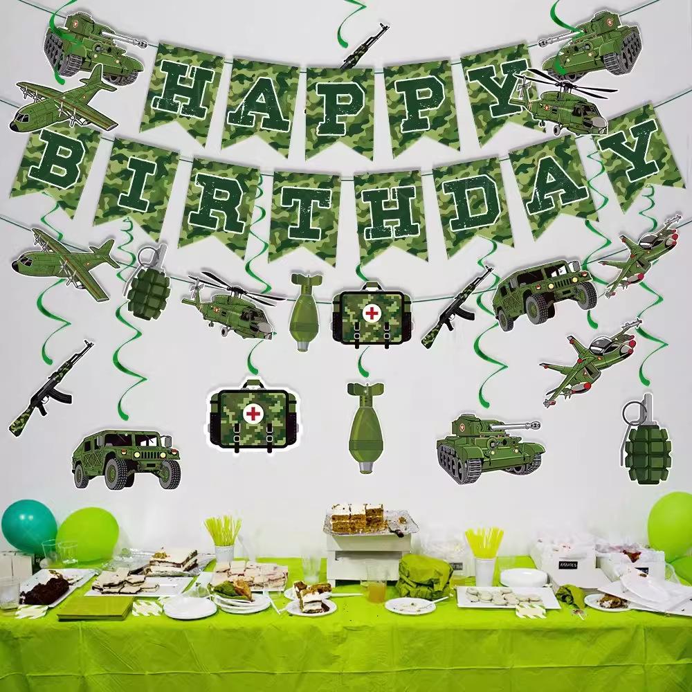 Camouflage Military Birthday Party Banner - Boys Birthday Decorations