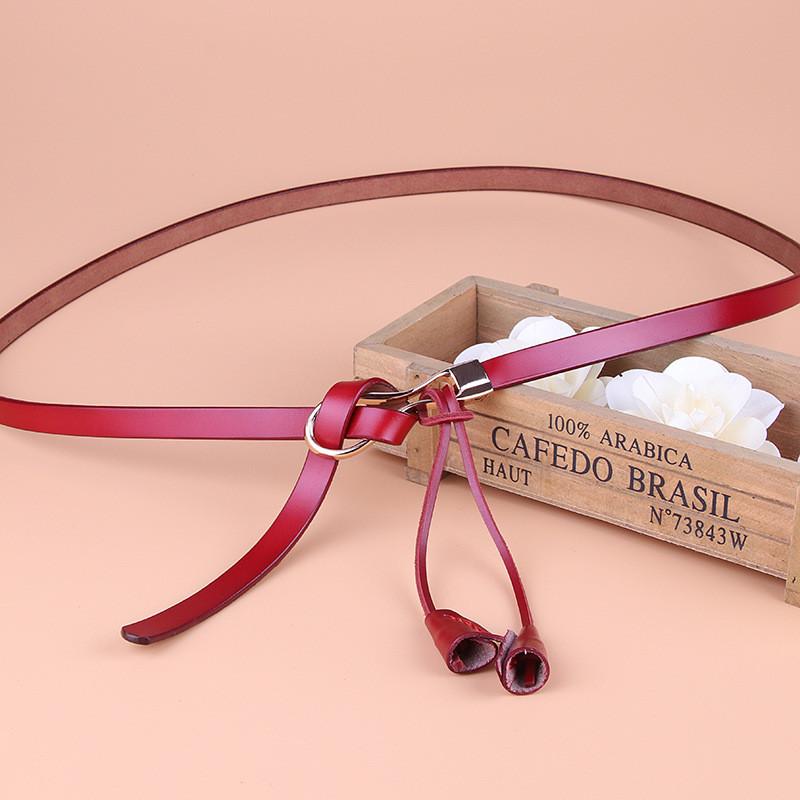 Genuine Leather Womens Fashion Belt With Alloy Buckle And Tie Closure For Office Style