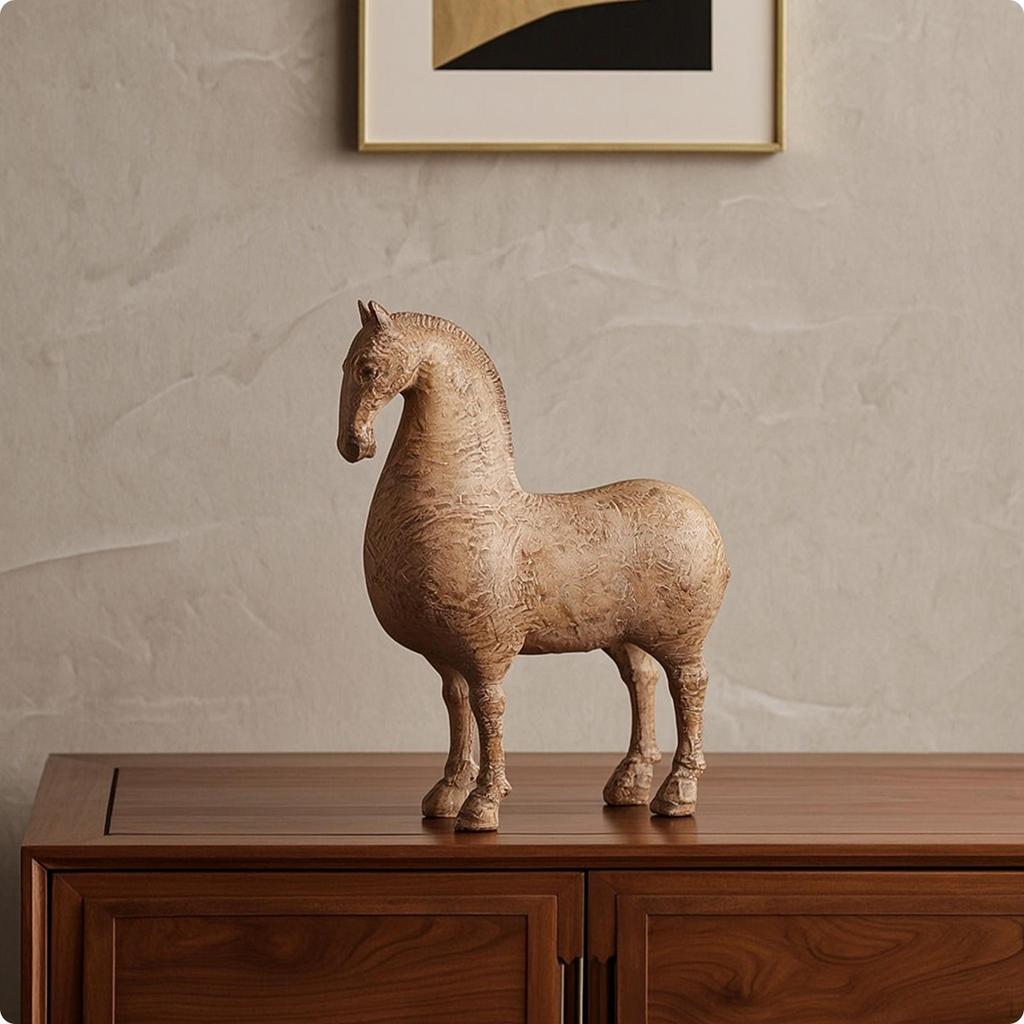 Pferdestatue Gealterte Skulptur Handgefertigtes Ornament für Kunstsammler, Wohnzimmer,