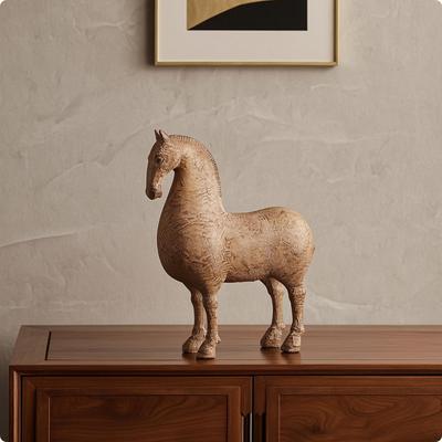 Horse Figurine Distressed Sculpture Handcrafted Ornament for Art Collectors, Living Room,