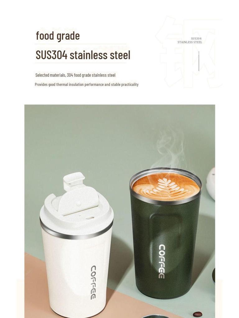 304 Stainless Steel Thermos Coffee Cup for Travel, Car, Office - Portable, Durable, Sleek Design - Keeps Drinks Hot or Cold, Easy To Clean