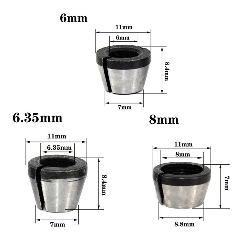 3Pc/Lot 6Mm/6.35Mm/8Mm High Precision Adapter Collet Shank Router Tool