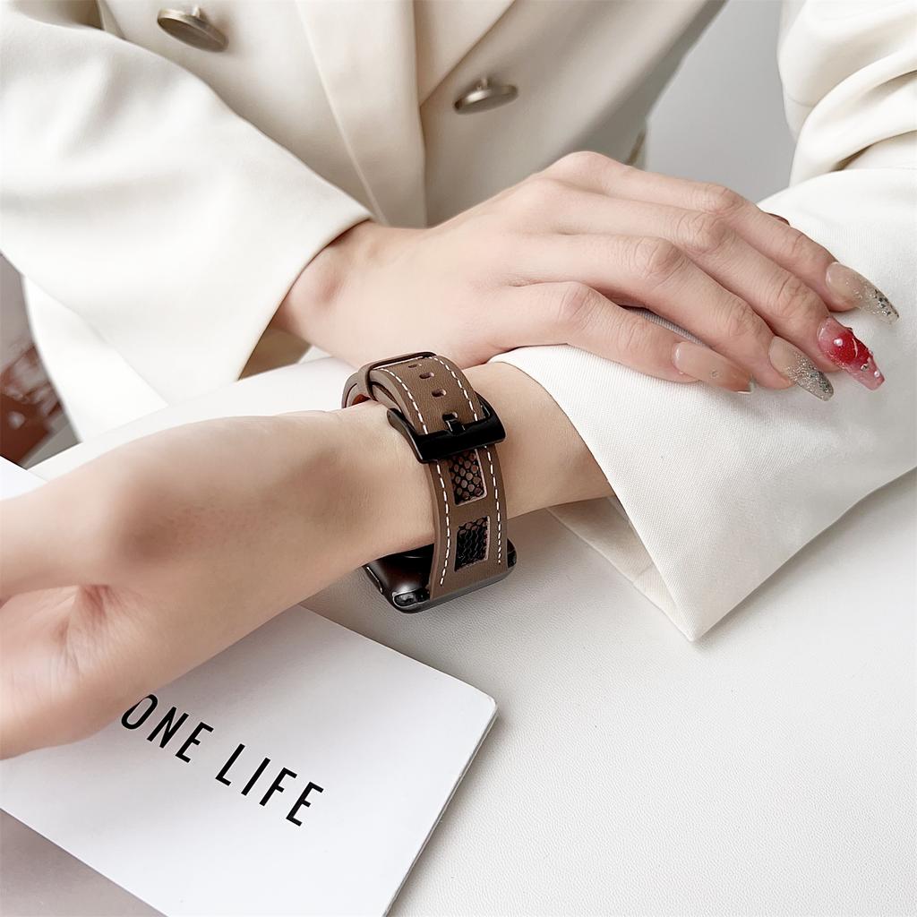 For Apple Watch 10 46mm/Ultra 2/Ultra 49mm/9 8 7 45mm/SE (2023) SE (2022) SE 6 5 4 44mm/3 2 1 42mm PU Leather Mesh Watch Straps