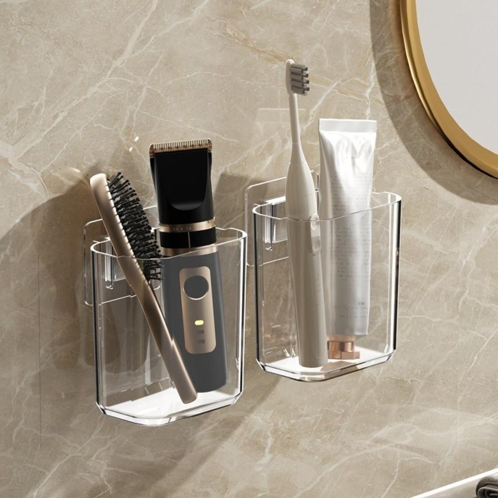 Portable Wall-Mounted Toothbrush Holders Self-Adhesive Small Storage Rack Detachable Storage Box For Home Bathroom Kitchen