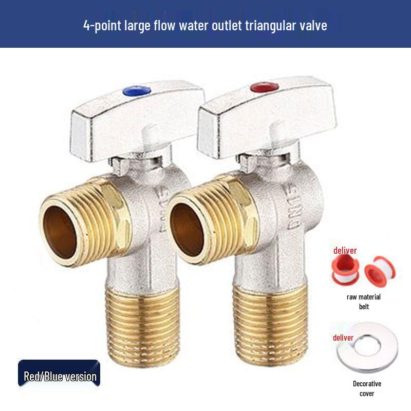 Universal All-Copper Gas Water Heater Valve: Hot/Cold Flow, 4/6 Point Angle Stop & Triangle Valve
