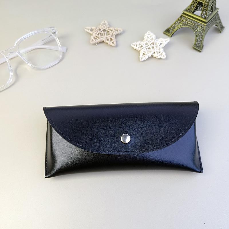 

1 шт. Кожаный чехол для очков от солнца, кожаная коробка, простой и модный однотонный упаковочный чехол для очков чёрный