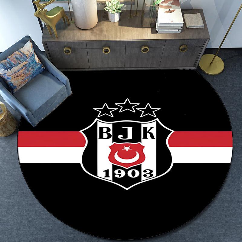 Beşiktaş Istanbul Football Club Round Rug for Livingroom,Bedroom, Palyroom, Chair Rug, Area Rug, Circle Carpet, Fan Christmas Gift