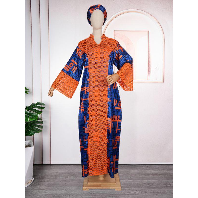 

Волшебная Королева Африканский Дубайский Головной Платок Кружевная Отделка Принт Карман Большой Размер 200 Платье-Халат Платье Orange XXL